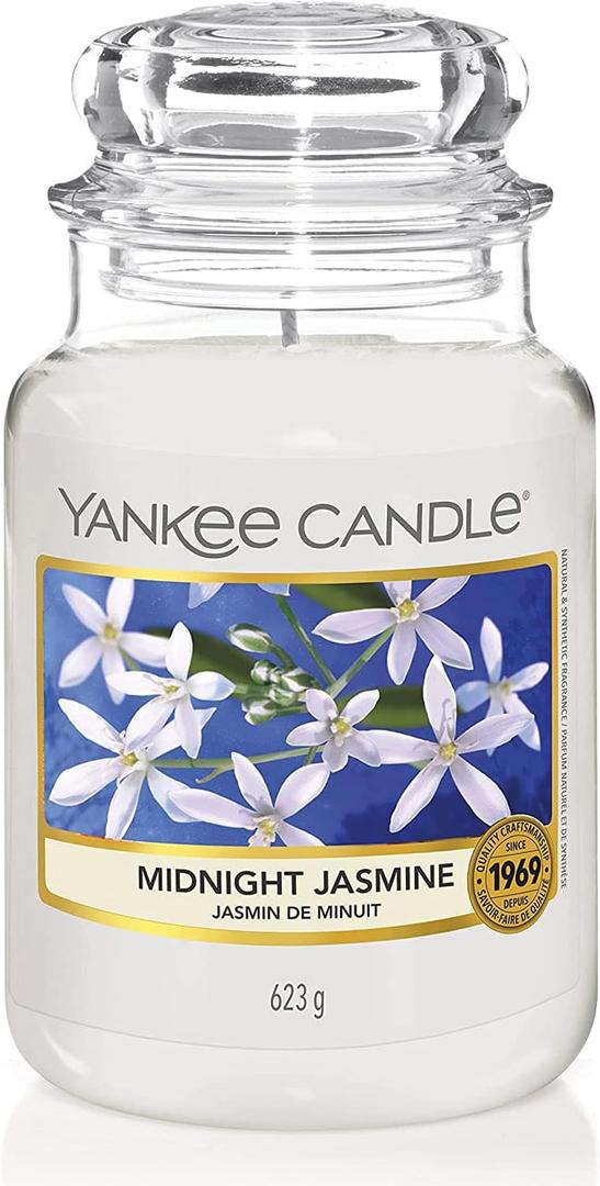 Yankee Candle Midnight Jasmine Scented, Classic 22oz Large Jar Single Wick Candle, Over 110 Hours of Burn Time