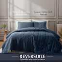 Oli Anderson Velvet Quilt Set King Size - Lightweight Bedspread Coverlet - Soft Velvet Comforter Set - Reversible Quilted Bedding Set for All Seasons - Navy Blue - 3 PCS (1 Quilt, 2 Pillow Shams)