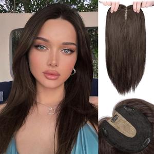MEDO Hair Toppers for Women with Thinning Hair, 14 Inch Straight Short Brown Toppres Hairpieces for Women