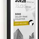 Americanflat 20x28 Picture Frame with Polished Plexiglass - Use as 16x24 Frame with Mat or Display 20x28 Photo Without Mat - Soho Collection - Deep Molding Picture Frames for Wall Display - Black