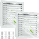 Gisafai 2 Pcs 18" x 18" Gable Vent Aluminum Alloy Wall Vents Shed Attic Vent with Screen Return Air Grill with Screws, for Ventilation Exterior Doors Wall House (White)