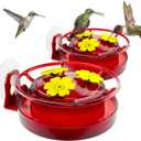 Birdream Window Hummingbird Feeder, 5oz Small Plastic Nectar Holder with Ant Moat, 3 Feeding Ports, Compact Window-Mounted Hummingbird Feeder for Outdoors, 2 Pack