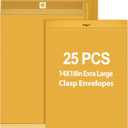25 Pcs Manilla Envelopes 14 x 18 Inch Large Clasp Envelope Catalog Envelopes with Clasp Closure for Mailing Thick Documents Home, Business, Legal or School Storing Mailing (Golden)