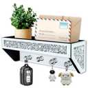 Crushed Diamond Wall Key Holder with Shelf, Crystal Mirror Wall Mounted Key Holder with Shelf for Entryway and Home Decor