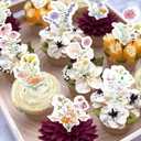 36pcs Wildflower Cupcake Toppers Cake Decor Baby In Bloom Baby Shower Cake Toppers for Women Birthday Bridal Shower Wedding Party Decoration