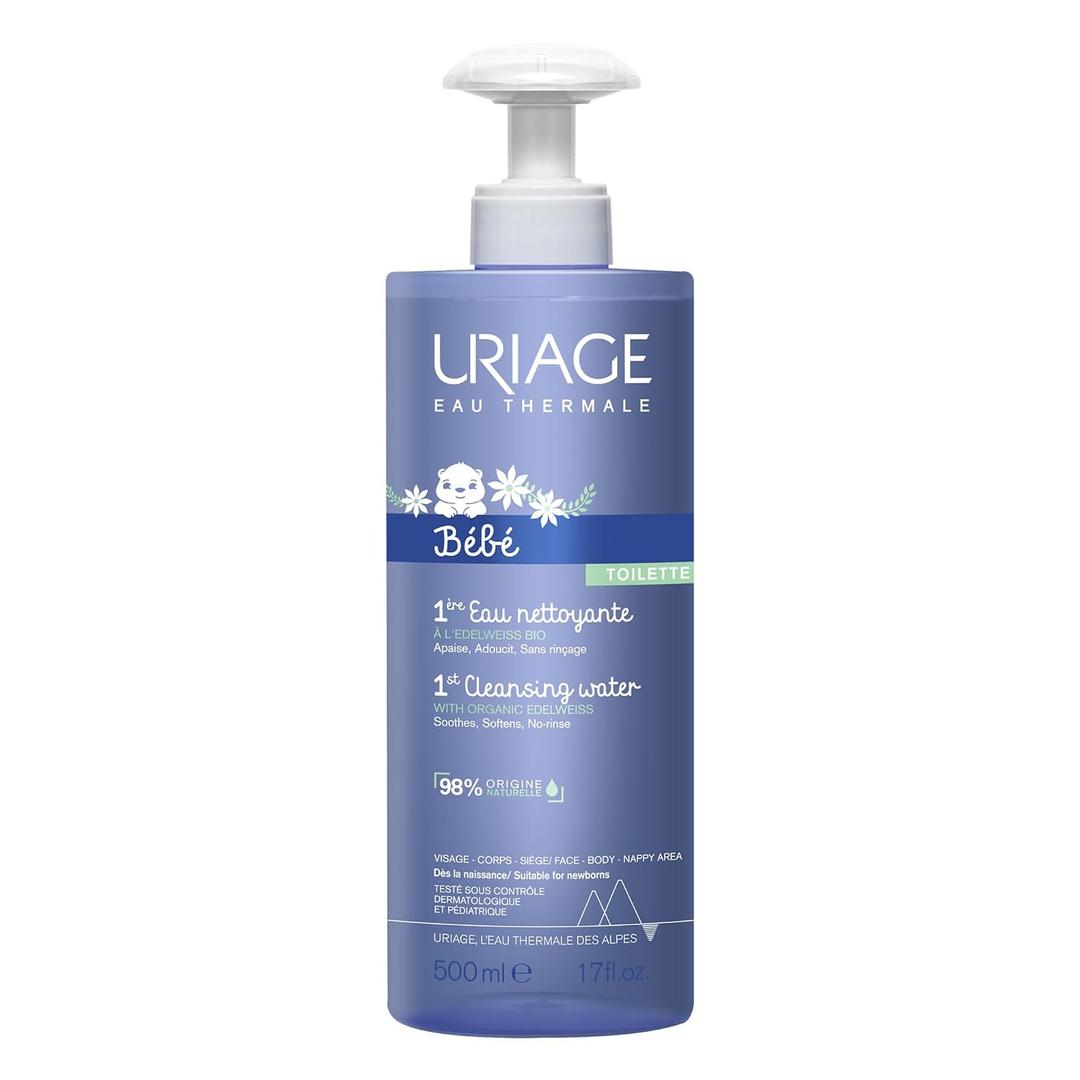 Uriage Baby Cleansing Water, Face, Body, Diaper Area, Ultra-Convenient Pump