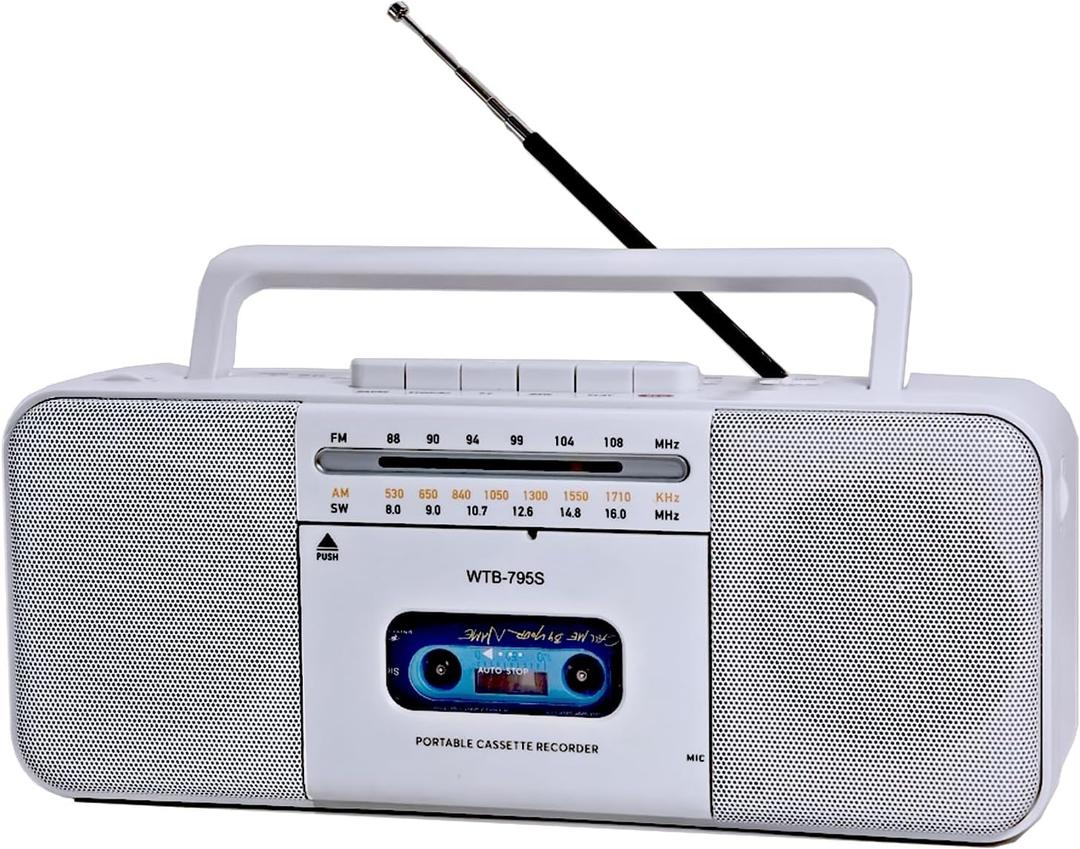 Cassette Tape Player Recorder Boombox with Bluetooth, AM/FM/SW Radio, Record to Cassette/USB/SD, Premium 10W Sound, AC/DC Powered, Portable Cassette Player