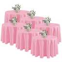 Fitable 6 Pack Pink Round Tablecloths - 120 Inches in Diameter - Stain Resistant and Washable Table Clothes, Polyester Fabric Table Covers for Wedding, Party, Banquet, Formal Events
