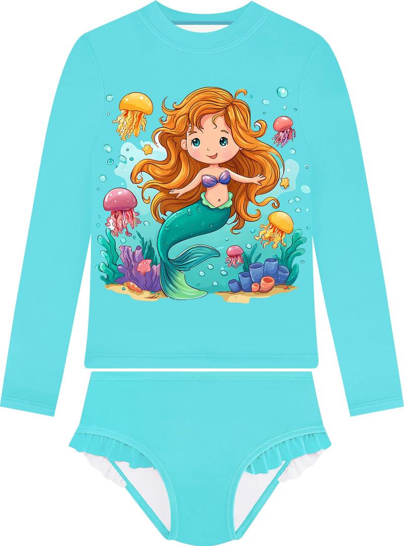 Girls Rash Guard Sets Kids Swimsuits Bathing Suit 2 Piece Mermaid Size 2T