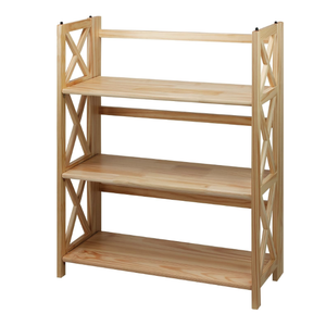 Casual Home Montego 3-Shelf Folding Bookcase, Natural , 27.5" Wide