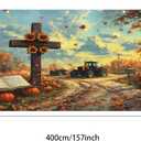 Fall Thanksgiving Garage Door Banner 13x6ft Thanksgiving Theme Backdrop Farmhouse Fall Backdrop Decor Cross Pumpkins Sunflowers Photo Prop Background for Autumn Yard Outdoor Decor