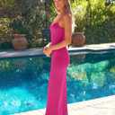 LILLUSORY Womens Summer Casual Slip Dresses Spaghetti Strap Double Lined Bodycon Maxi Dress (Pink, M)