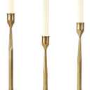 Gold Taper Candle Holder 3-Pack - Elegant Candlestick Holders for Wedding, Table, Party Decor - Holds 3/4 inch Taper Candles