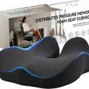 Memory Foam Seat Cushion for Office Chair, Car, Wheelchair  Coccyx Tailbone Support Pad for Sciatica & Back Pain Relief, Ergonomic Chair Cushion for Home, Travel, Work Desk (Dark Gray)