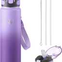 Enerbone 32 oz Insulated Water Bottle, Stainless Steel Bottle with Carrying Strap, Double-Wall Vacuum Insulation Design, Leakproof Sports Bottle with Straw, Keep Drinks Cold or Hot for Hours (Lavender)