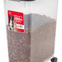 IRIS USA Airtight Dog Food Storage Container, Up to 38 lbs, Attachable Wheels, For Dog Cat Bird and Other Pet Food Storage Bin, Keep Fresh, Translucent Body, Easy Mobility, Black