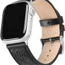 For Apple Watch Band 41 mm / 40 mm / 38 mm Series 7 /SE/ 6/5/4/3/2/1,Sunflower Tooled Leather Cowboy Replacement Western Apple Watch Retro Strap Bracelet for iWatch Men Women, Black/Silver