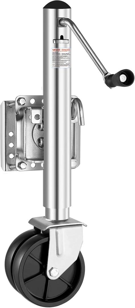 VEVOR Trailer Jack with Wheel, 2000 lbs Load Capacity, Heavy Duty Swivel Boat Trailer Jack with PP Single Wheel & Ergonomic Handle, 12-inch Lift, Fit for RVs, Boats, Horse Trailers, Utility Trailers