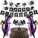Boao 5 Pieces Dragon Cake Decoration Birthday Hanging Banner Funny Dragon Balloon Cupcake Topper for Dinosaur Birthday Party Supplies