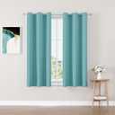 ChrisDowa Small Window Curtains 40 inches Long for Bedroom - Grommet Short Thermal Insulated Room Darkening Curtains for Kitchen (2 Panels, Aqua, 29 x 40 Inch)