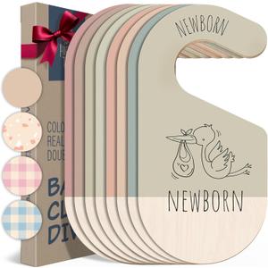 Baby Clothes Dividers For Closet - Wooden Baby Clothes Organizer Dividers for Boy & Girl, 8 Baby Closet Dividers by Size - Ideal Clothing Organizers (Earth Tone)