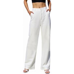 Beninos Women's Cotton Linen Summer Palazzo Pants Flowy Wide Leg Beach Trousers with Pockets XS