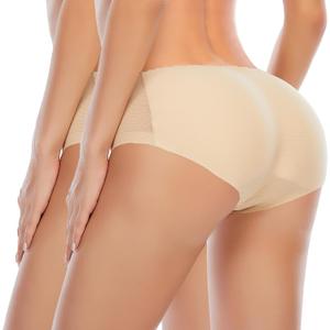 DERCA Butt Lifter Panties Padded Underwear for Women Seamless Booty Pads Hip Enhancer Panty (Medium, 2 Pack Beige Set (Basic)