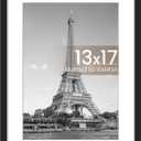 upsimples 13x17 Picture Frame, Display Pictures 10x14 with Mat or 13x17 Without, Wall Hanging Photo Frame, Black, 1 Pack