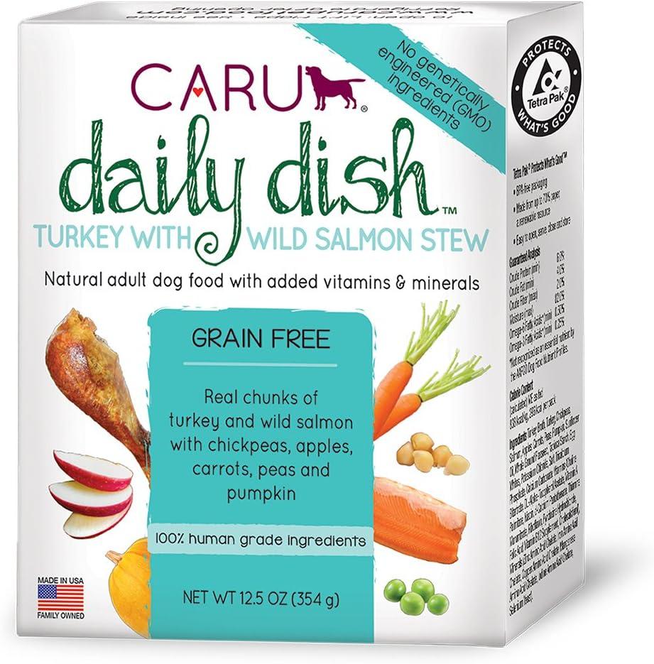 Caru Daily Dish Turkey With Wild Salmon Stew, Natural Adult Wet Dog Food With Real Chunks Of Turkey And Wild Salmon, With Added Vitamins And Minerals, Non-Gmo Ingredients (12.5 Oz)