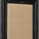 SOFE Hanging Linen Small Bulletin Board, 15.712 Inches Decorative Cork Boards for Walls with Black Frame, Wood Vision Board Farmhouse Pin Board for Home Office School, Rustic Memo Board Display Photo