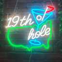 Golf Neon Sign for Wall Decor, Dimmable LED Golf Wall Lamp with 19th Hole Letter Sign, Light Up Sign for Man Cave, Bedroom, Office, Gym, Club, Party, Bar, Park, Birthday Gifts, 15 x 13 in