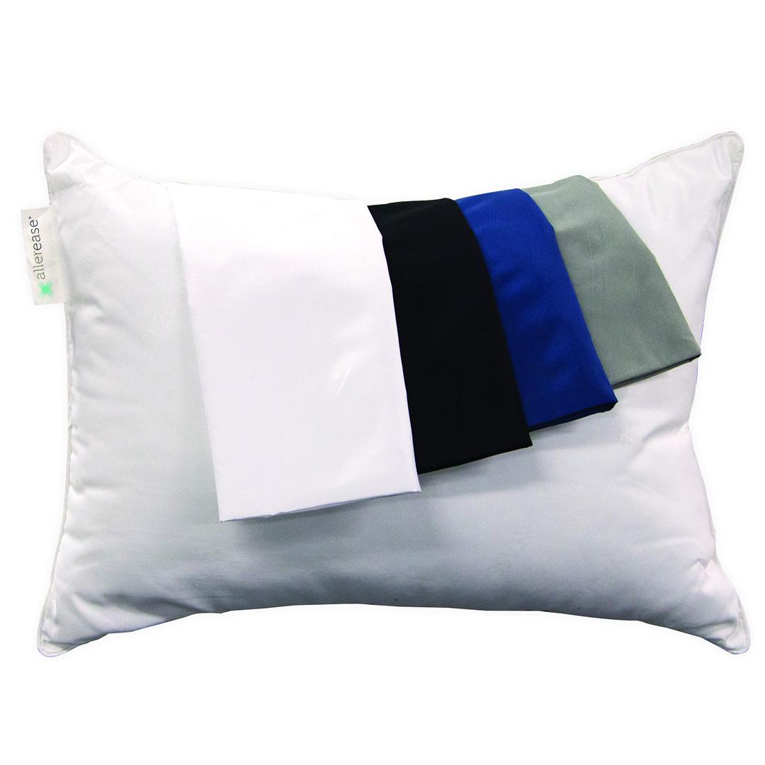 AllerEase Ultra Soft Advanced Allergy Protection Machine Washable Durable Zippered Travel Pillow Protector Size 14" x 20" Size Navy