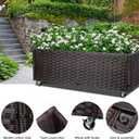 Raised Garden Bed with Wheels - Rattan Wicker Elevated Raised Garden Bed Outdoor Raised Planter Box for Vegetables Grass Lawn Yard, 38 x 14.5 x 12 in, Brown