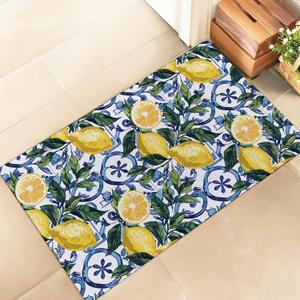 Bright Lemon Tile Indoor Door Mat Stylish 17x29.5in Non-Woven Fabric Floor Doormat with Fresh Yellow Fruit Design, for Porch Insider,Bedroom,Living Room - Fun Decor Rug Gifts