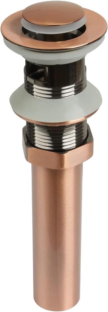 Akicon Copper Push Button Bathroom Sink Drain Stop & Pop up Lavatory Stopper with Overflow Bathroom Basin