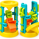 Kids Deluxe Sand and Water Wheel Tower Toy Set with Beach Bucket, Shovel, Rake, Watering Can, Sunglasses, and Animal Molds – 8-Piece Outdoor Sand Play Set for Toddlers with Mesh Storage Bag