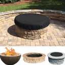 32/40/56in Black Fire Pit Cover Round, Waterproof 600D Oxford Fabric for Snow, Rain, Wind and Sun Weather, Easy to Install and Store Outdoor Patio Built In Firepit Cover (56in-black)