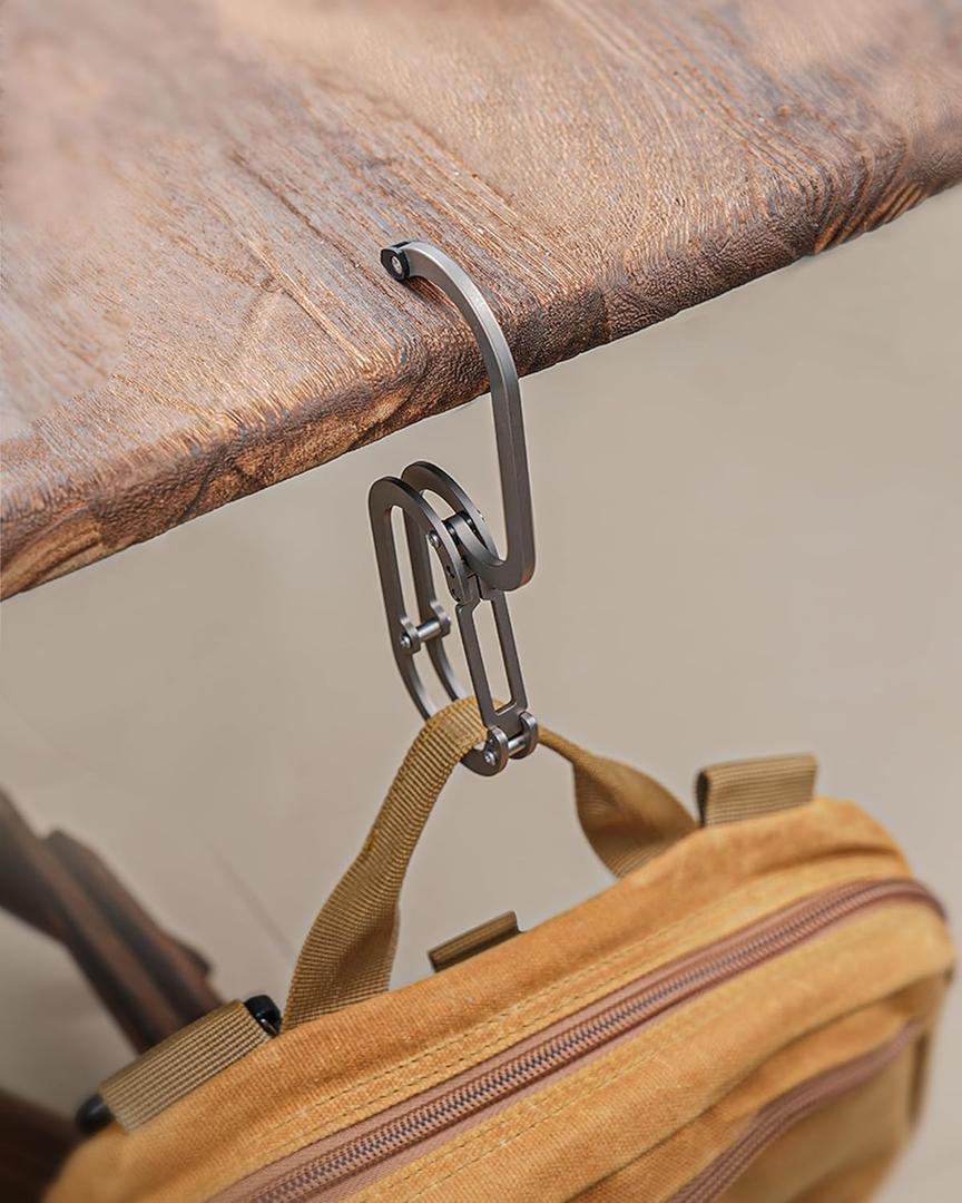 sayram ST6 Titanium Purse Hook for Table, Carabiner Hook for Outdoor, Lightweight Titanium Purse Hanger for Desk, Backpack Carabiner Clip (Polished)