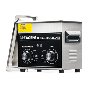CREWORKS 3.2L Ultrasonic Cleaner with Heater & Timer, 304 Stainless Steel Sonic Cleaner, 0.8gal Ultrasonic Parts Cleaner with Knobs, 120W Professional Lab Ultrasonic Cleaner for Glasses Coin Microchip