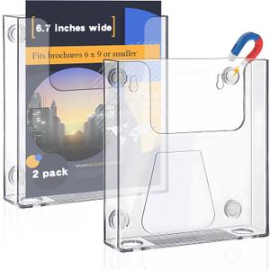 Thyle 2 Pcs 6.7 Inch Acrylic Brochure Holder Wall Mount Flyer Holder Clear Literature Organizer magnetic File Magazine Display Stand Plastic Pamphlet Organizer Mail Display Stand for Wall