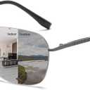 K.LAVER Photochromic Multifocus Progressive Rimless Reading Glasses Men Women Anti Blue Light Transition Multifocal Readers (Clear)