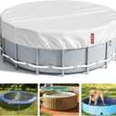LXKCKJ 8 Ft Round Pool Cover, Solar Covers for Above Ground Pools, Stock Tank Pool Cover Protector with Pool Cover Accessories, Round Hot Tub Cover Ideal for Waterproof and Dustproof (Silver)