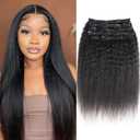 Urbeauty Kinky Straight Clip in Hair Extensions Real Human Hair, Clip ins for Black Women Yaki Straight, Seamless Natural Hair Clip in Hair Extensions (18 Inch (Pack of 1))