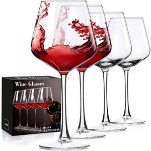 PARACITY Wine Glasses Set of 4, Hand Blown White and Red Wine Glasses, Burgundy Wine Glass, Christmas Gifts, 16oz Red Wine Glasses for Women, Men, Wedding and Birthday