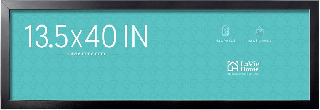 LaVie Home 13.5x40 Picture Frame Black, Panoramic Picture Frame for Wall Decoration, Classic Black Minimalist Style Suitable for Decorating Houses, Offices, Hotels1 Pack