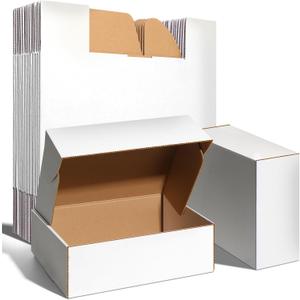 12x9x4 inches Shipping Boxes Set of 20, White Corrugated Cardboard Boxes Literature Mailer Boxes Gift Boxes Small Boxes for Shipping Wrapping Mailing Packaging Small Business