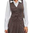 Milumia Women's 2 Piece Outfit Plaid Vest Blazer and Pleated Skirt Suit Sets, Size XL