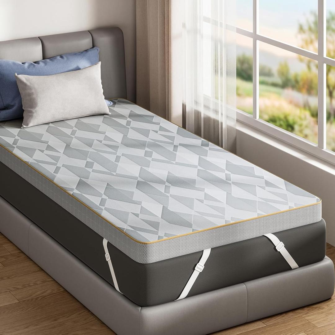 PERLECARE Firm Mattress Topper Twin XL, 3" Hard Mattress Topper for Pressure Relief, Mattress Pad with Cooling Bamboo Cover, High Density Memory Foam, Removable & Washable
