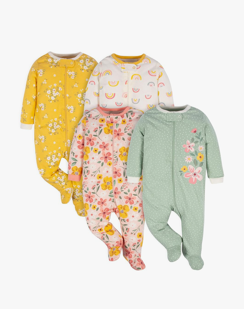 Gerber Baby Girls' 4 Pack Sleep 'N Play Footie 0-3 Months