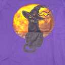 Scary Vintage Black Cat with Witch Hat Full Moon - Halloween T-Shirt L